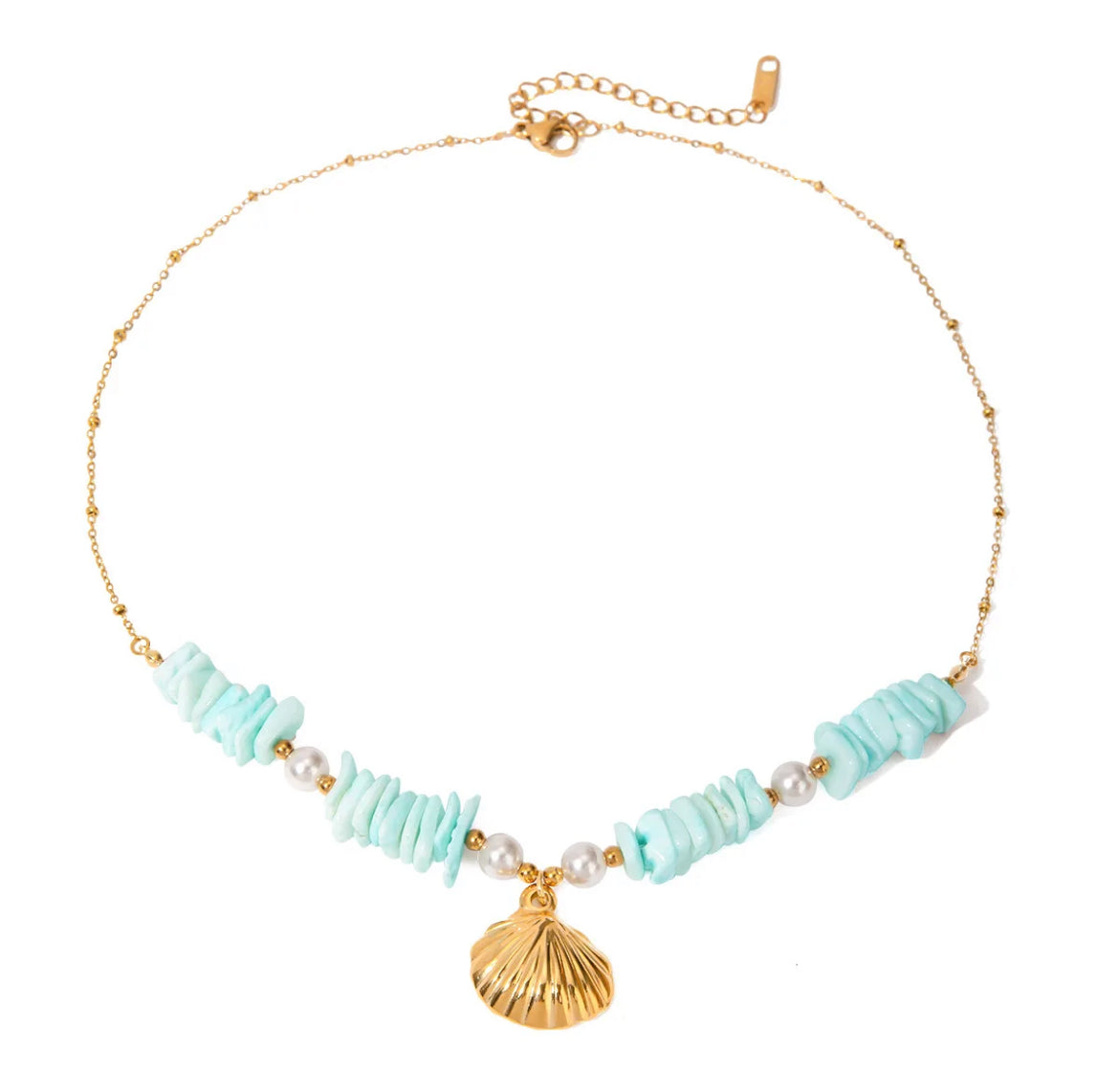 Aquamarine Seashell Necklace
