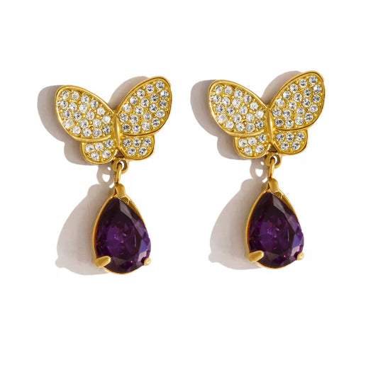 Amethyst Butterfly Studs