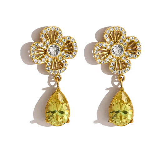 Citrine Flower Studs